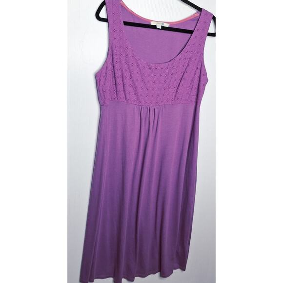 Boden Jersey Dress 12L Long Tall Eyelet Lace Sleeveless Stretch Modal Cotton - Picture 2 of 8